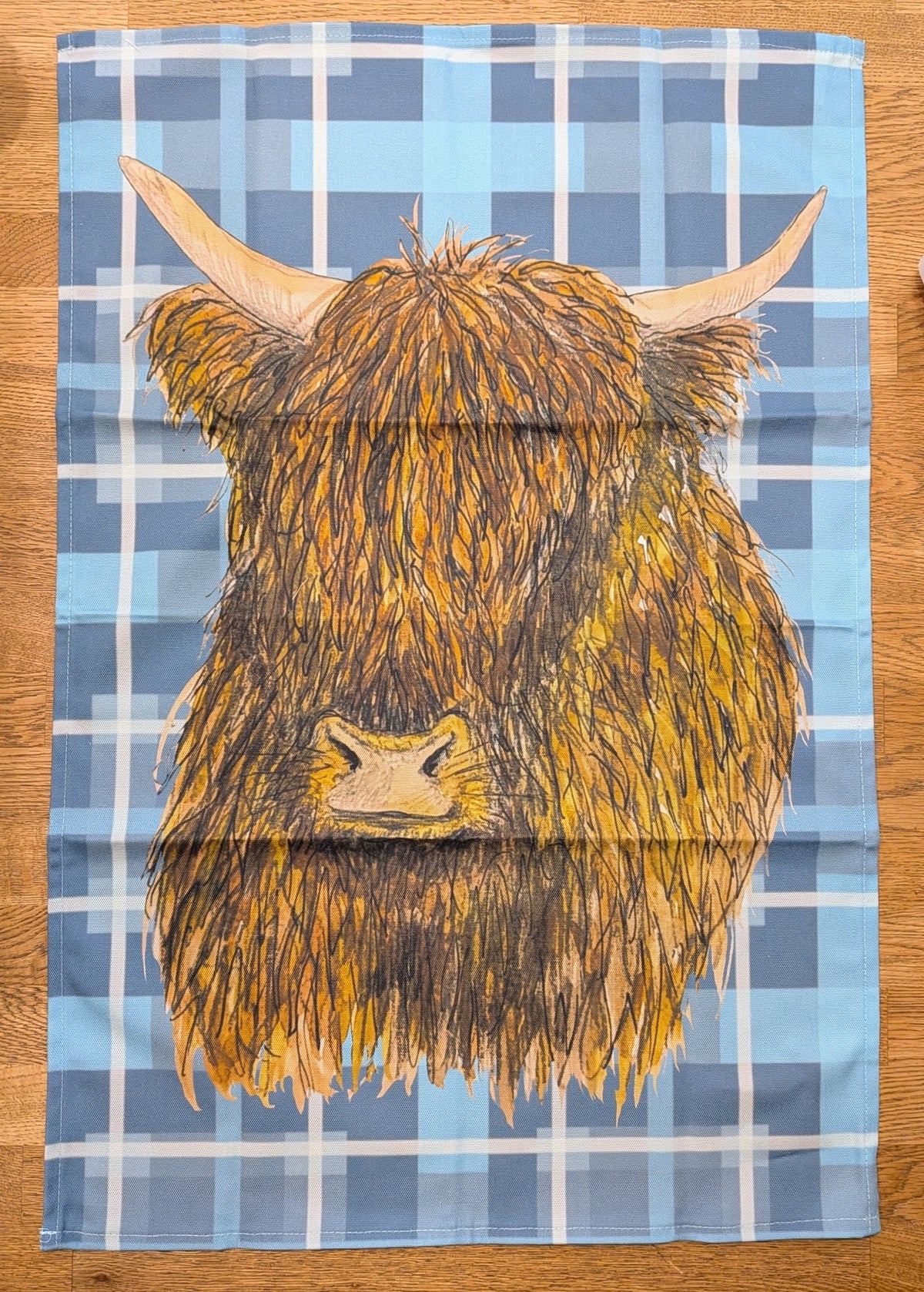 Tartan Highland Coo Tea Towel by penny black 