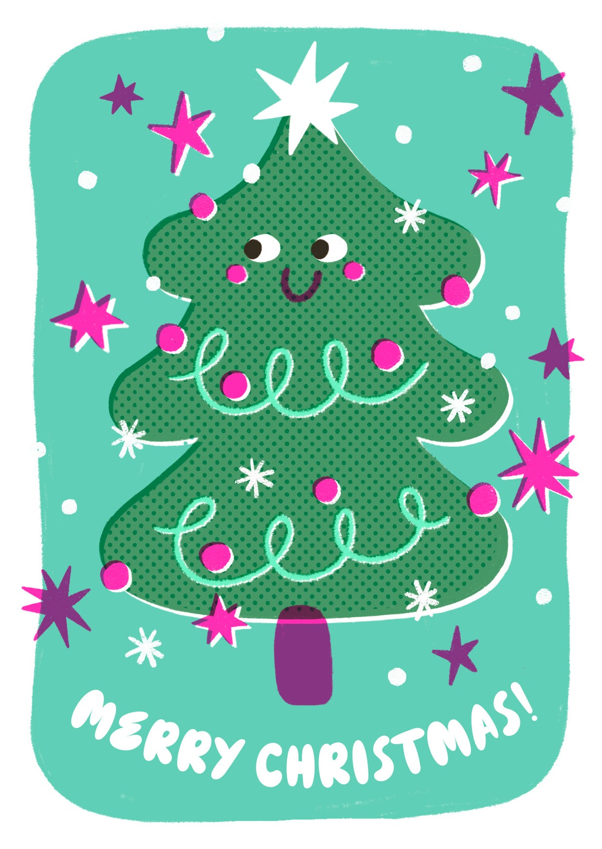 Snazzy Retro Tree Letterpress Christmas Card By Penny Black