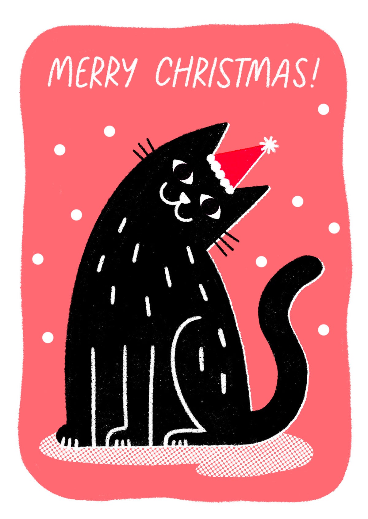 Santa Hat Cat Letterpress Christmas Card By Penny Black