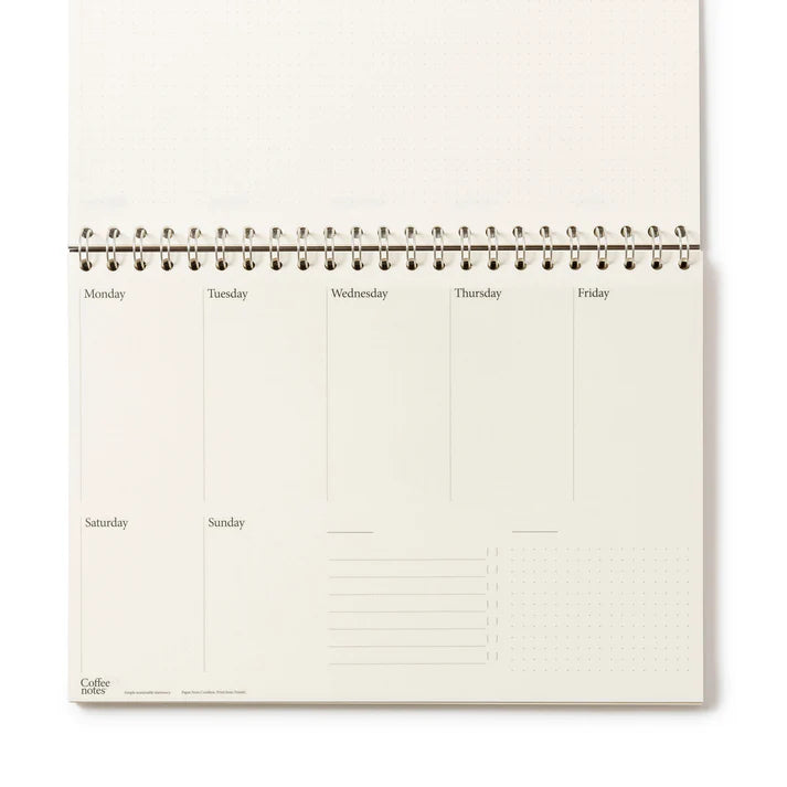 Coffeenotes Sustainable Recycled Seven Day Weekly Planner By Penny Black