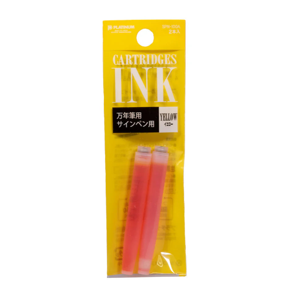 Platinum Pen Co Preppy Fountain Pen Cartridge Refill 2pk in yellow by penny black