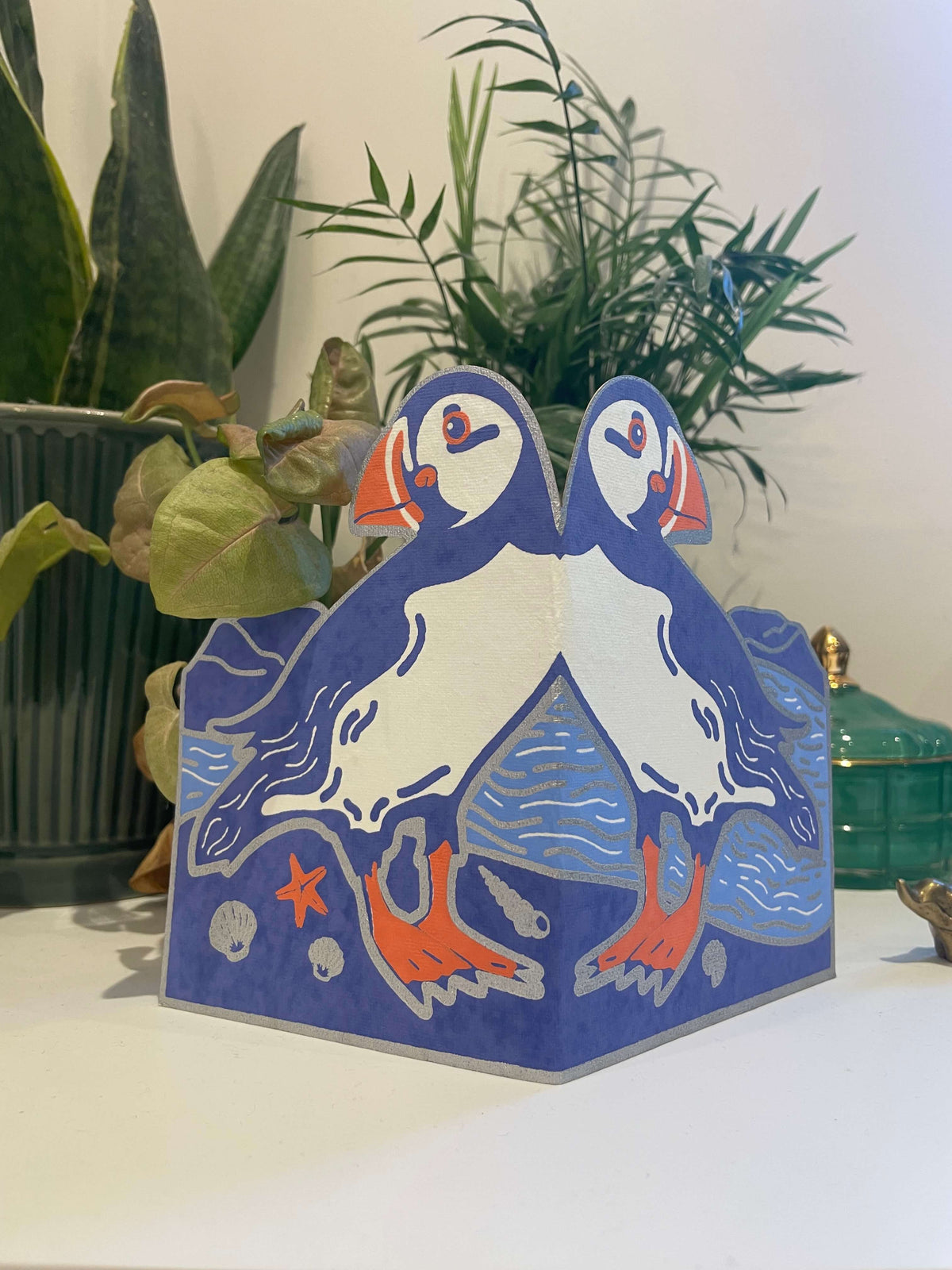 Puffin Fold Out Screen Printed Card By Penny Black