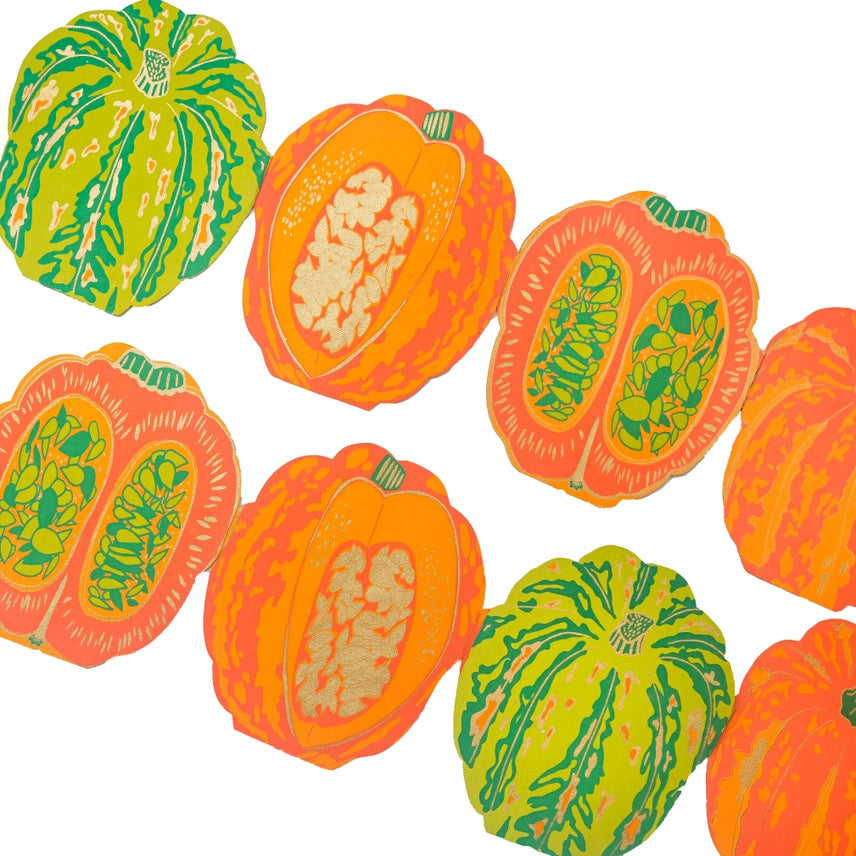 Pumpkins Gourds Screen Printed Concertina Garland by east end press at penny black