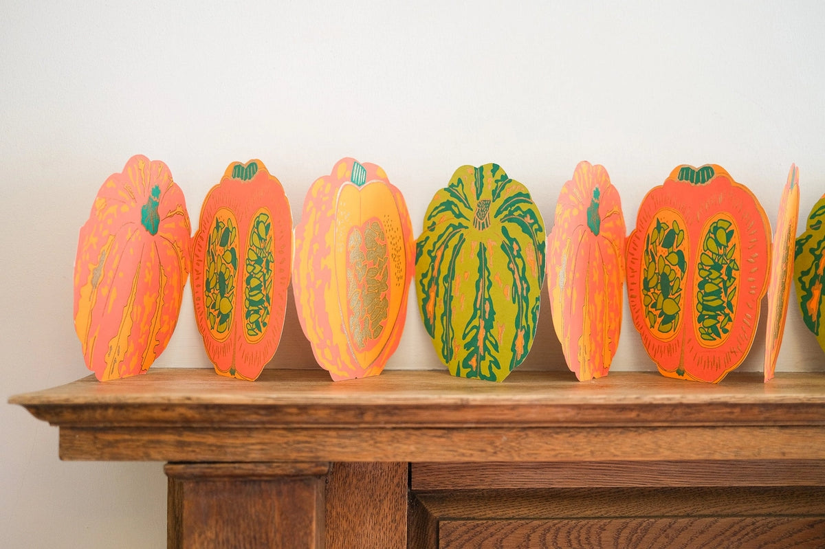 Pumpkins Gourds Screen Printed Concertina Garland