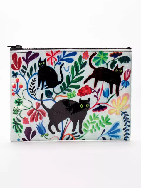 Here Kitty Black Cat Blue Q Zipper Pouch by penny black