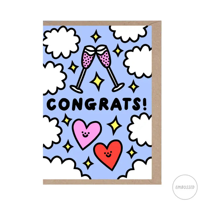 Smiley Sky Hearts Congrats Card by penny black