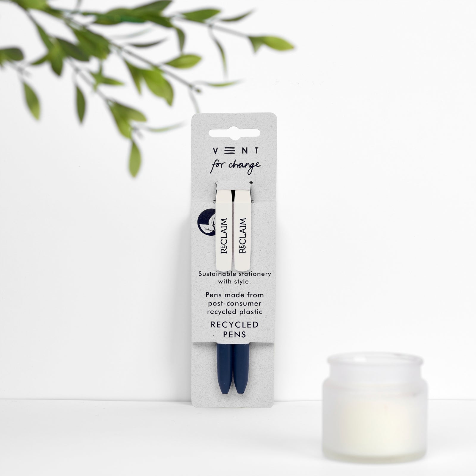 RECLAIM Recycled Pen Set 2 Pk in white/blue by penny black