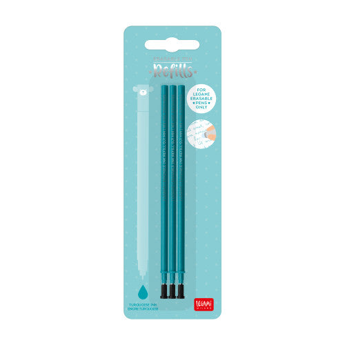 Legami Erasable Gel Pen Refills By Penny Black in turquoise
