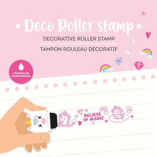 Unicorn Fuschia Ink Deco Roller Stamp By Penny Black