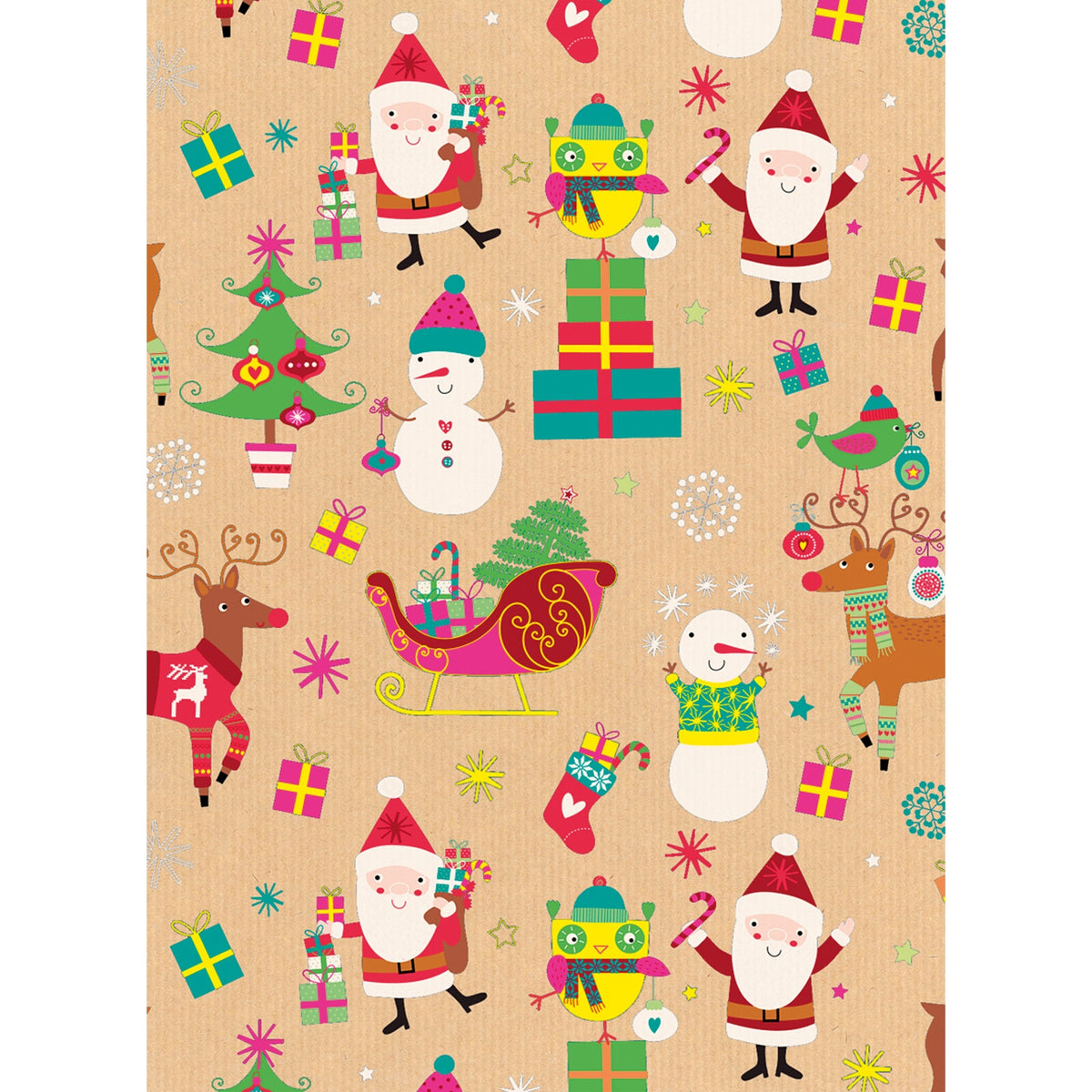 Children&#39;s Kraft Christmas Gift Wrapping Paper Roll 4m by penny black - gifts galore design
