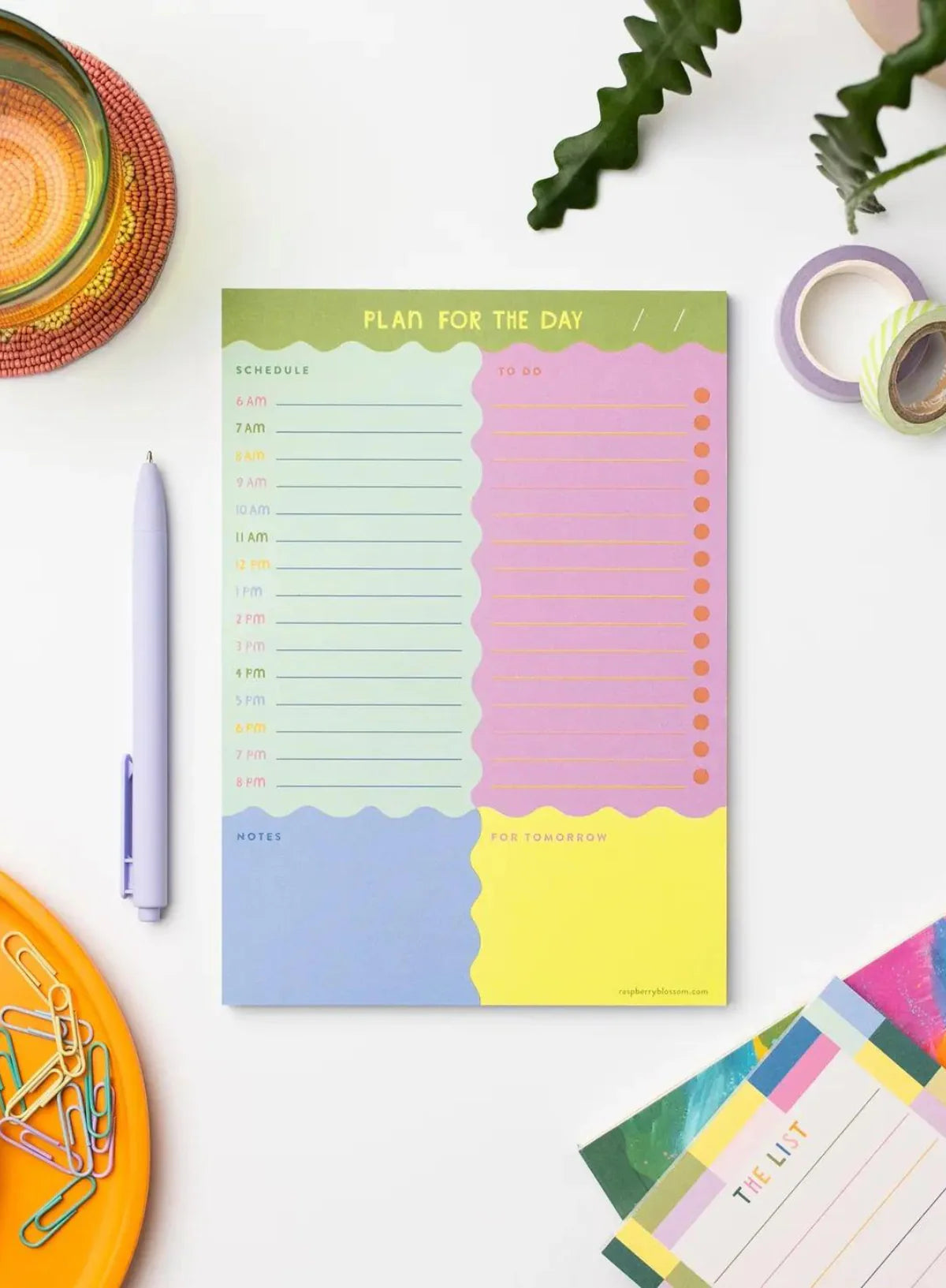 Raspberry Blossom Waves Daily Planner Notepad By Penny Black