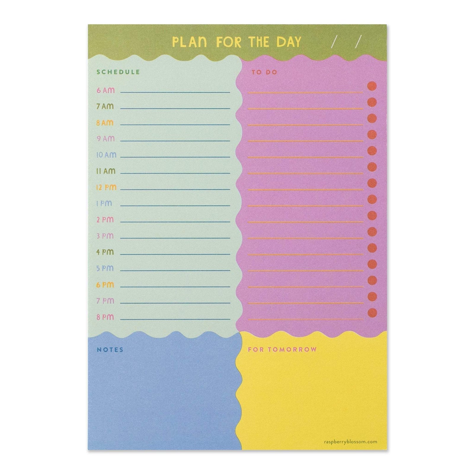 Raspberry Blossom Waves Daily Planner Notepad By Penny Black