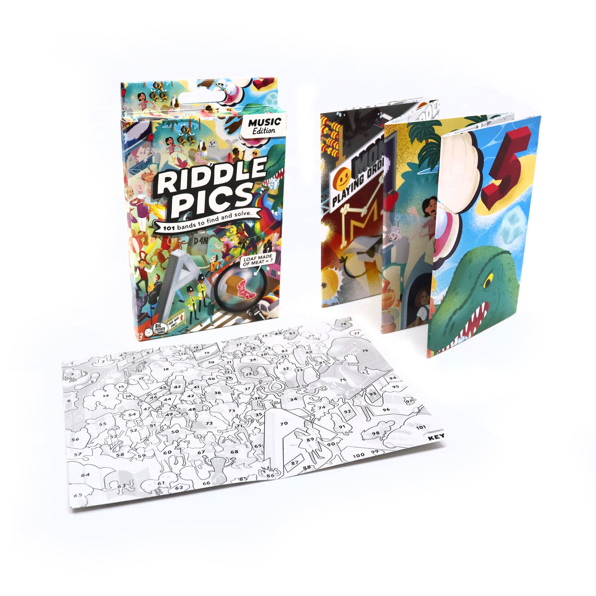 Riddle Pics - Music Edition Game showing packaging and contents at penny black