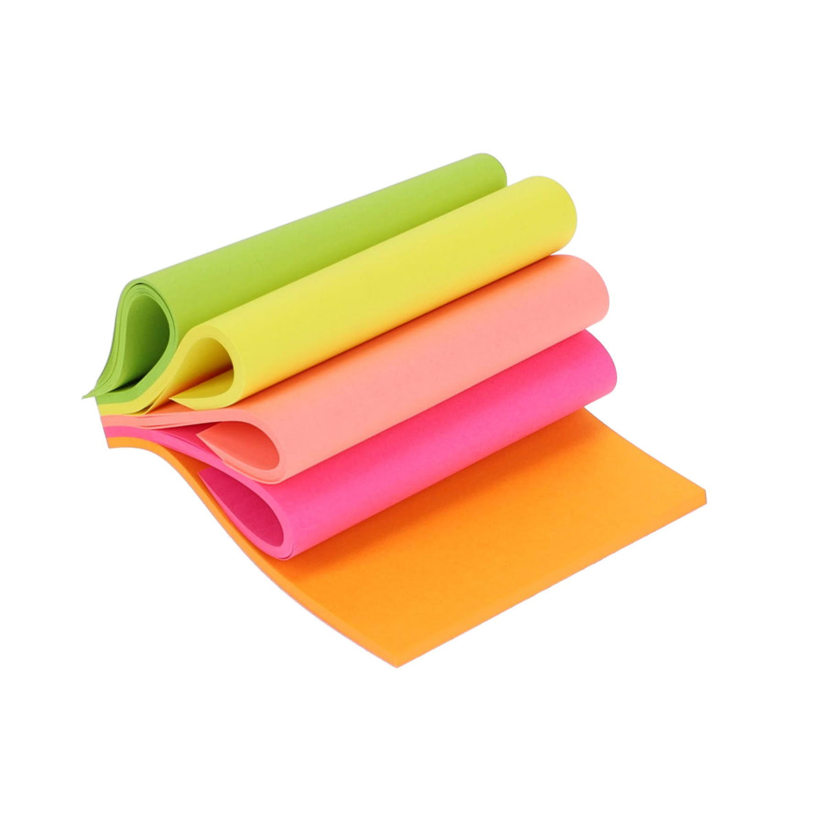 Stack of colourful sticky notes on a white background