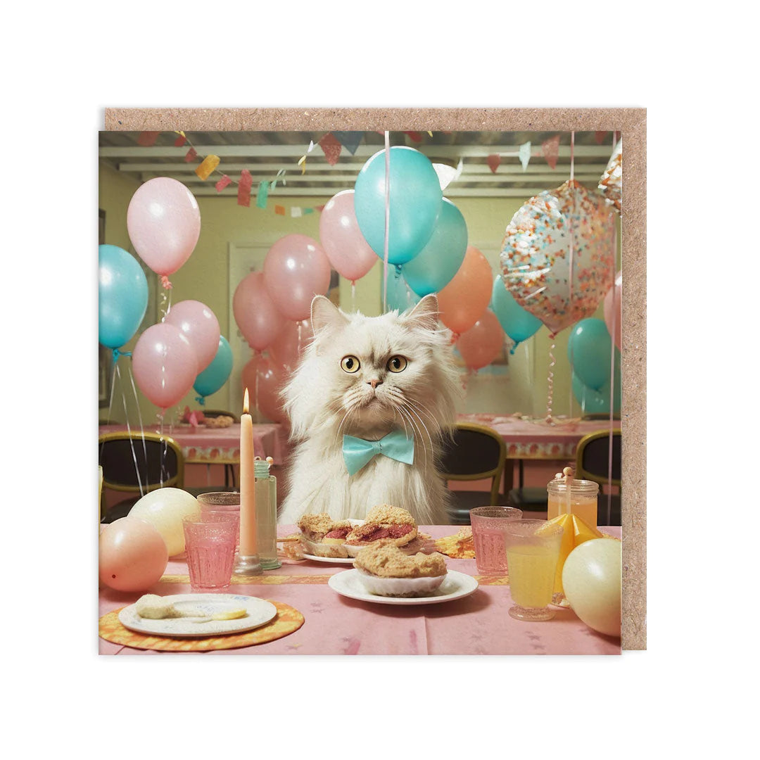 Cat Party Table Photographic Birthday Card by penny black