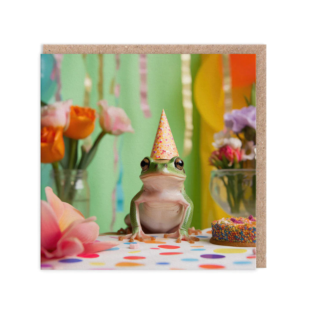 Frog Party Table Photographic Birthday Card by penny black