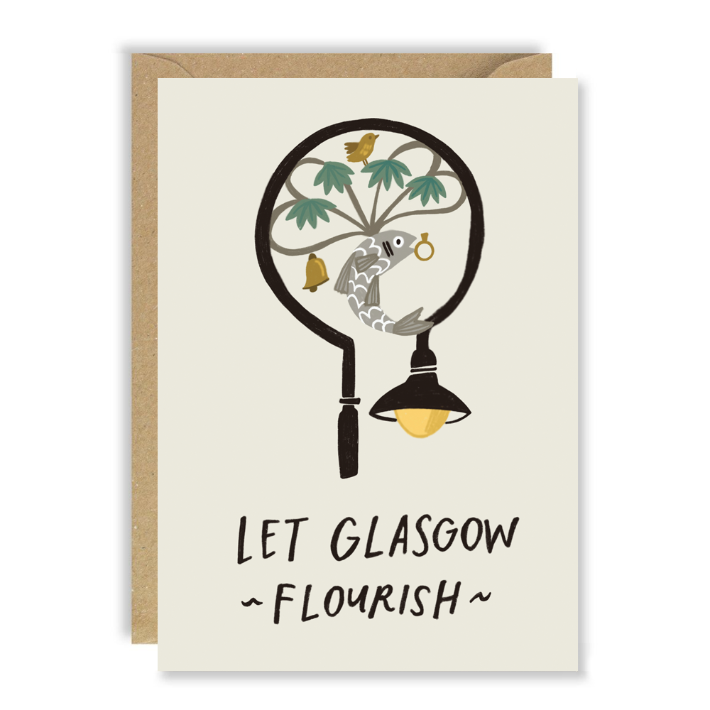 Let Glasgow Flourish Victorian Lamp Post Card by penny black