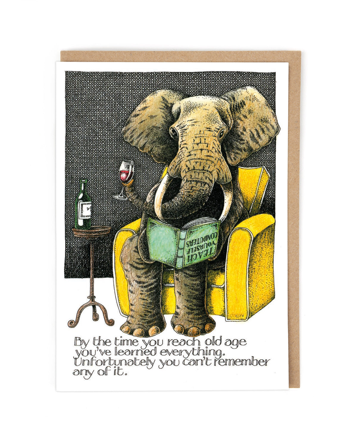 Learned Everything Elephant Simon Drew Funny Card by penny black