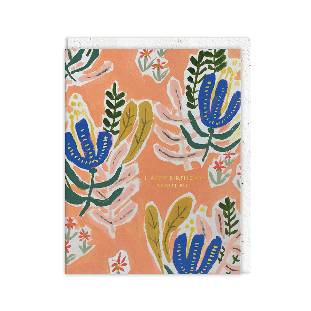 Abstract Plants Happy Birthday Beautiful Card By Penny Black