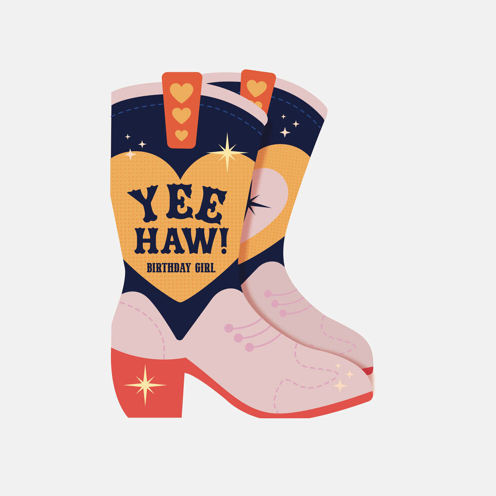 Yee Haw Cowboy Boots Birthday Girl Die-Cut Mini Card By Penny Black