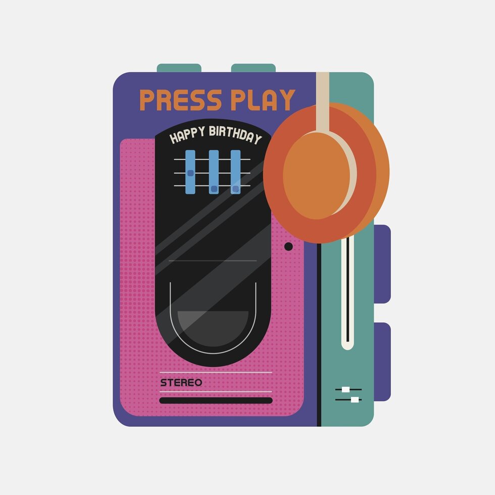 Retro Walkman Die-Cut Mini Birthday Card By Penny Black