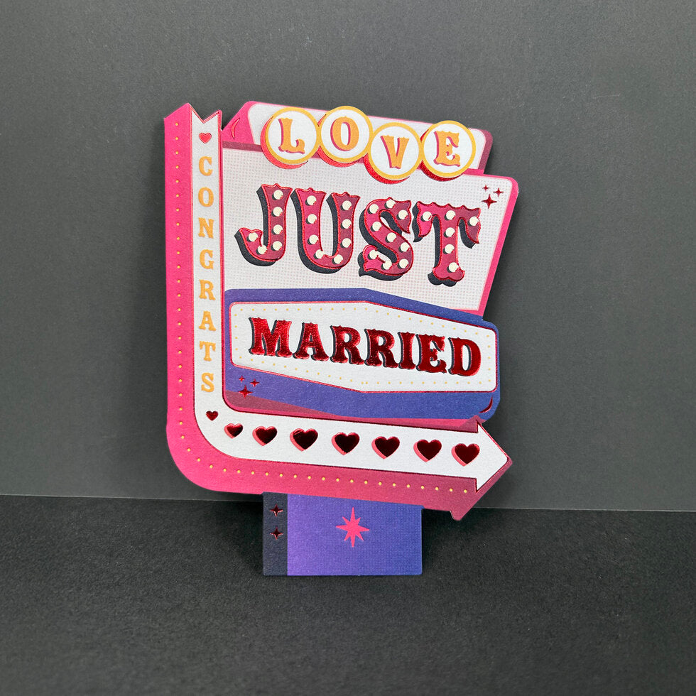 Just Married Sign Die-Cut Mini Wedding Card By Penny Black