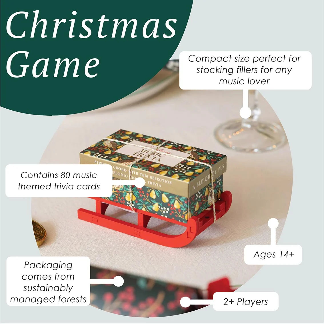 Music Trivia Christmas Mini Sleigh Game By Penny Black