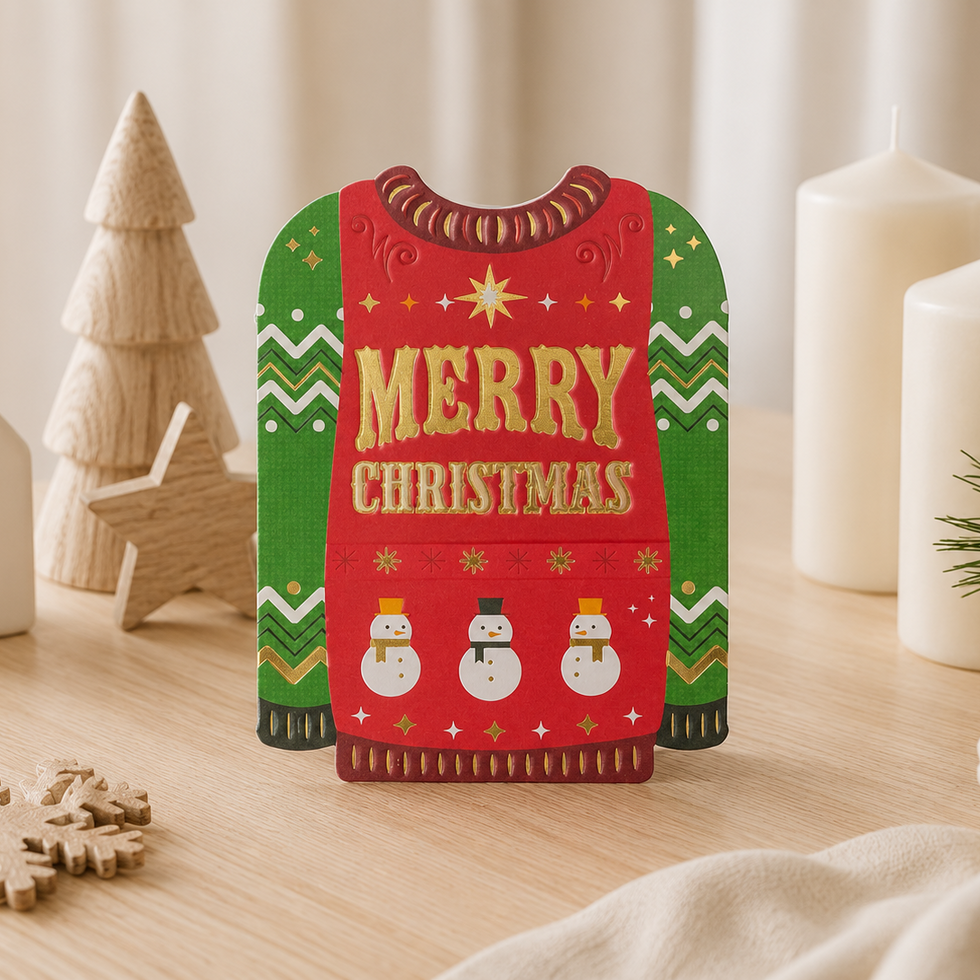 Christmas Snowman Jumper Die-Cut Mini Card By Penny Black