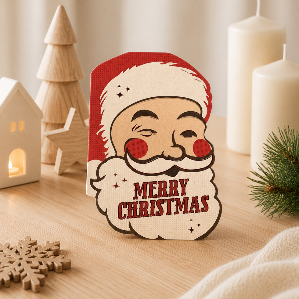 Retro Santa Die-Cut Mini Christmas Card By Penny Black