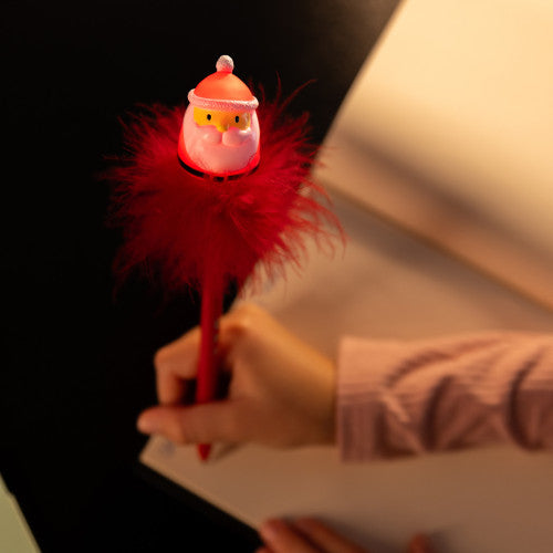 Light Up Santa Claus Christmas Gel Pen by legami at penny black showing being written with