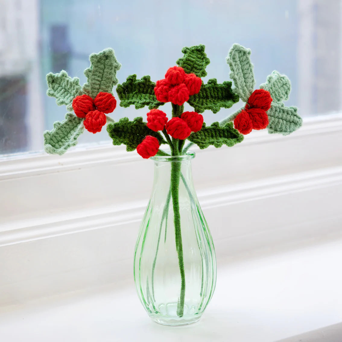 Botanical Christmas Holly Crochet Sprig Decoration By Penny Black