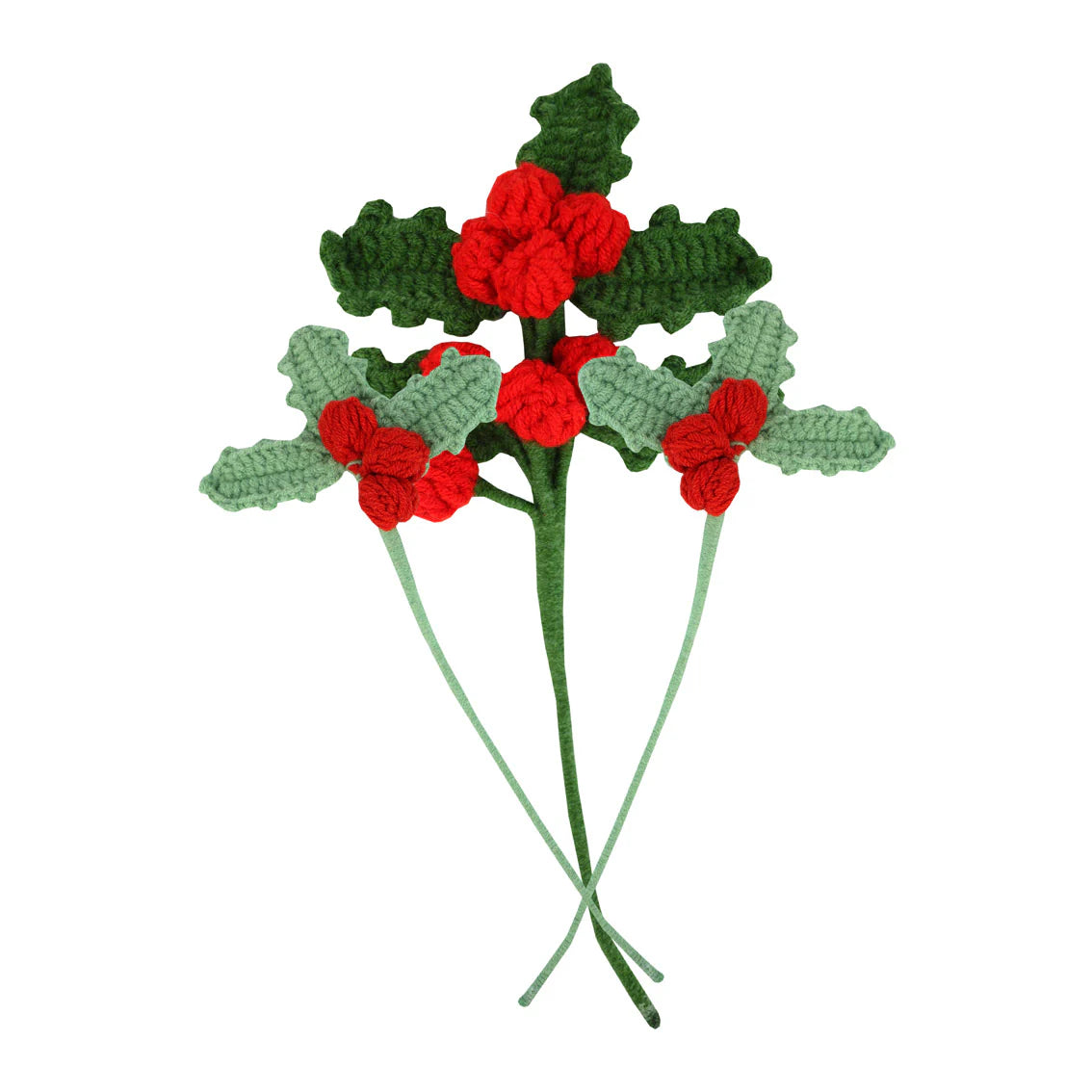 Botanical Christmas Holly Crochet Sprig Decoration By Penny Black