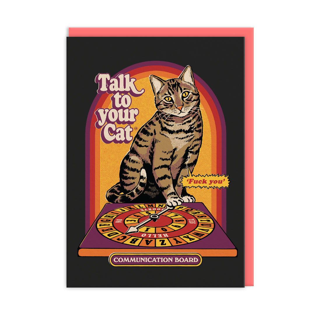 Talk To Your Cat Communication Board Funny Card By Penny Black