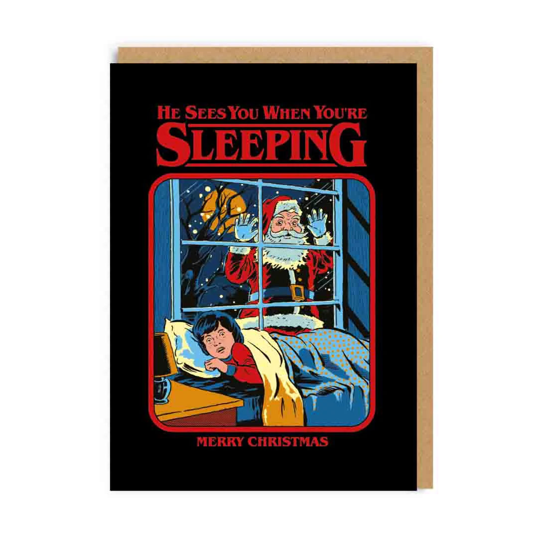 He Sees You When You&#39;re Sleeping Funny Christmas Card - Penny Black