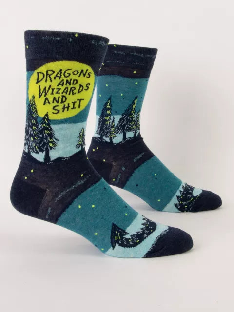 Dragons and Wizards and Shit Men&#39;s Socks by penny black