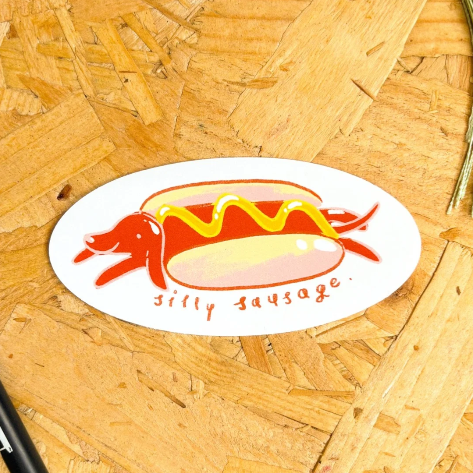 Silly Sausage Vinyl Sticker By Penny Black