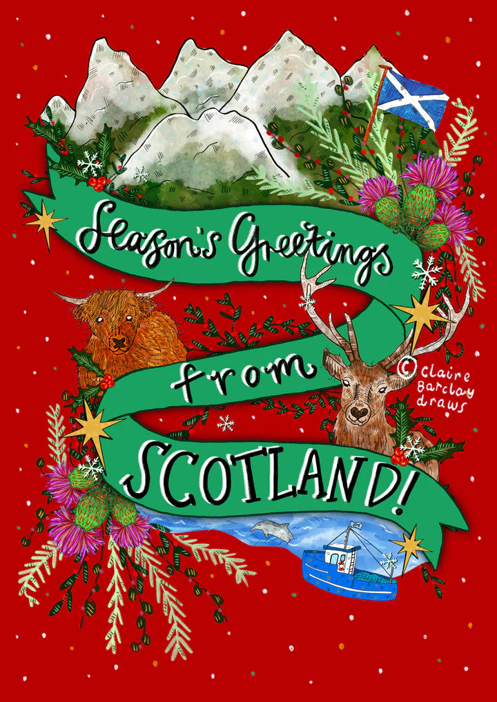 Seasons Greetings From Scotland Scottish Christmas Card from penny black
