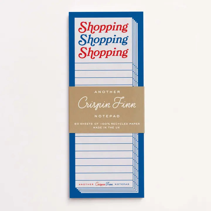 Shopping Shopping Shopping List Typographic Notepad in packaging
