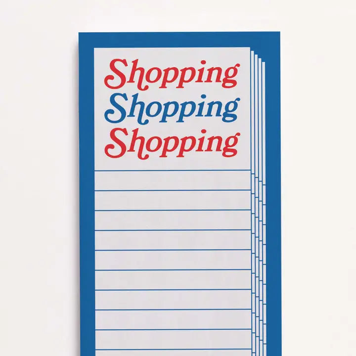 Shopping Shopping Shopping List Typographic Notepad by penny black