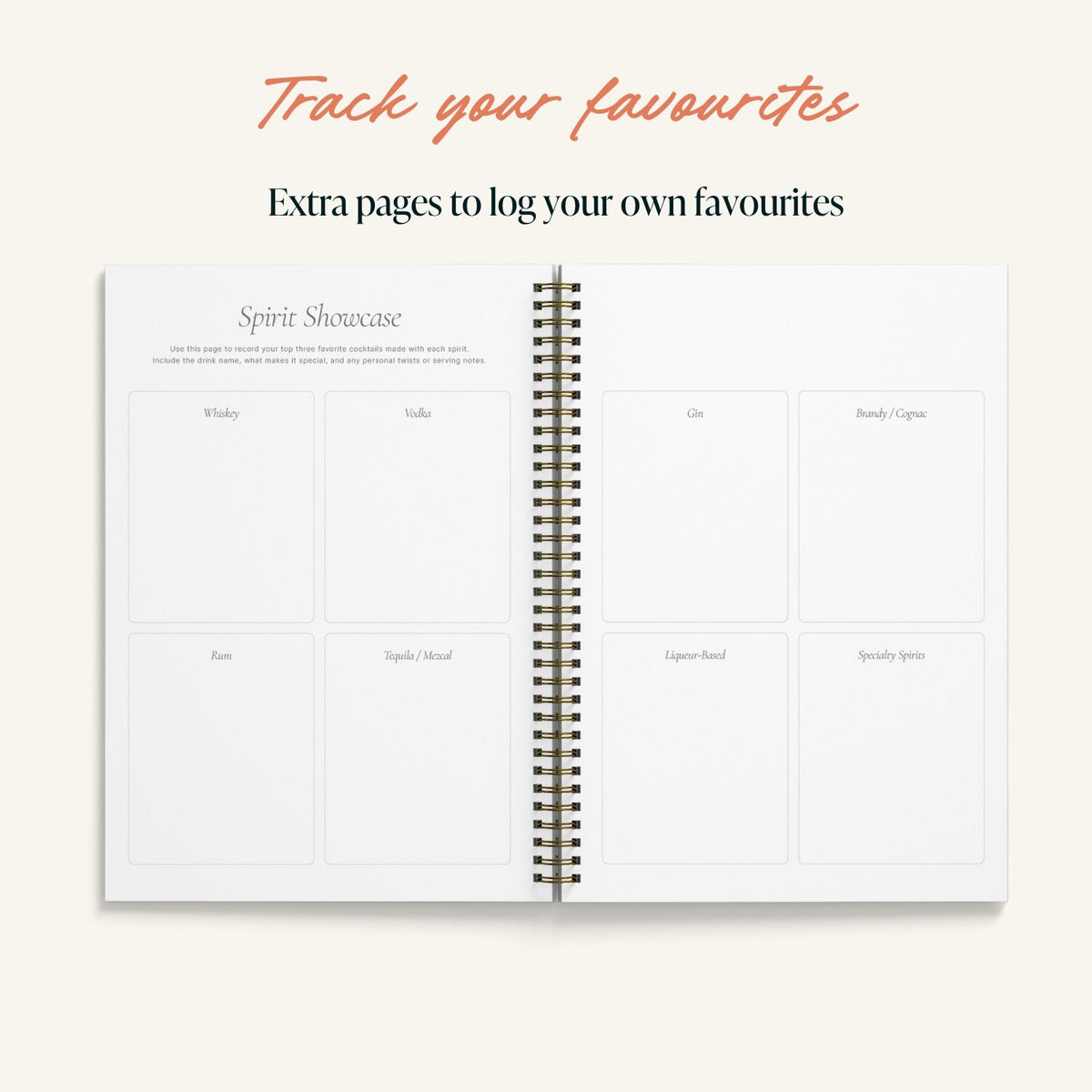 Just One More? A5 Cocktail Book showing favourites tracker by penny black