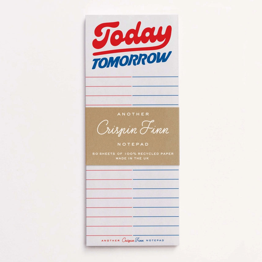 Today Tomorrow List Typographic Notepad in packaging