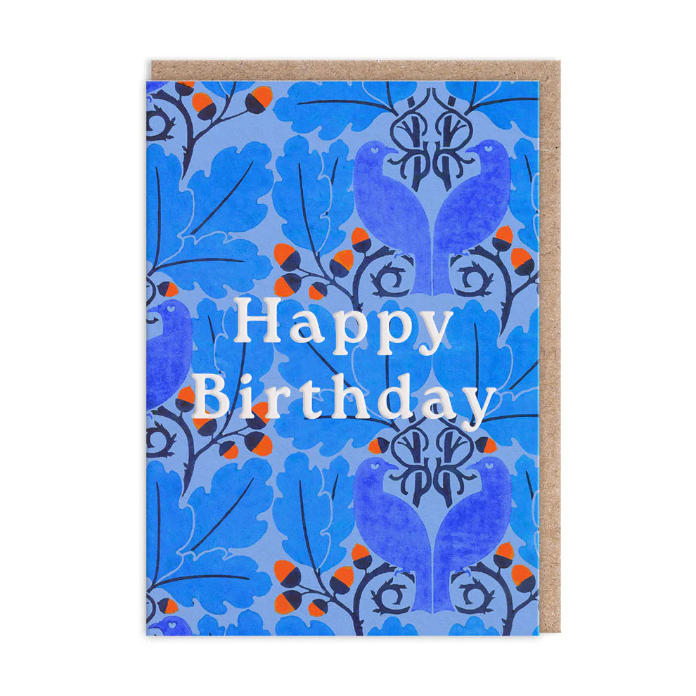 V&A Neon Floral Blue Oak Birthday Card By Penny Black