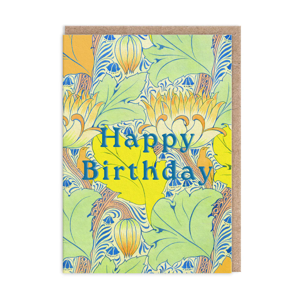 V&A Neon Floral Arts & Crafts Birthday Card By Penny Black
