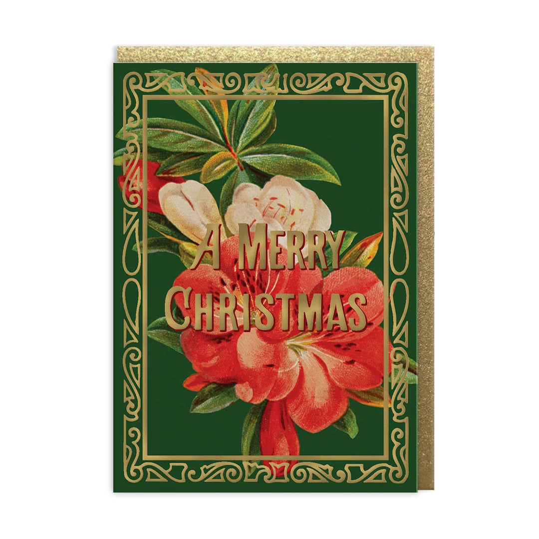 V&A Vintage Flowers Merry Christmas Card By Penny Black