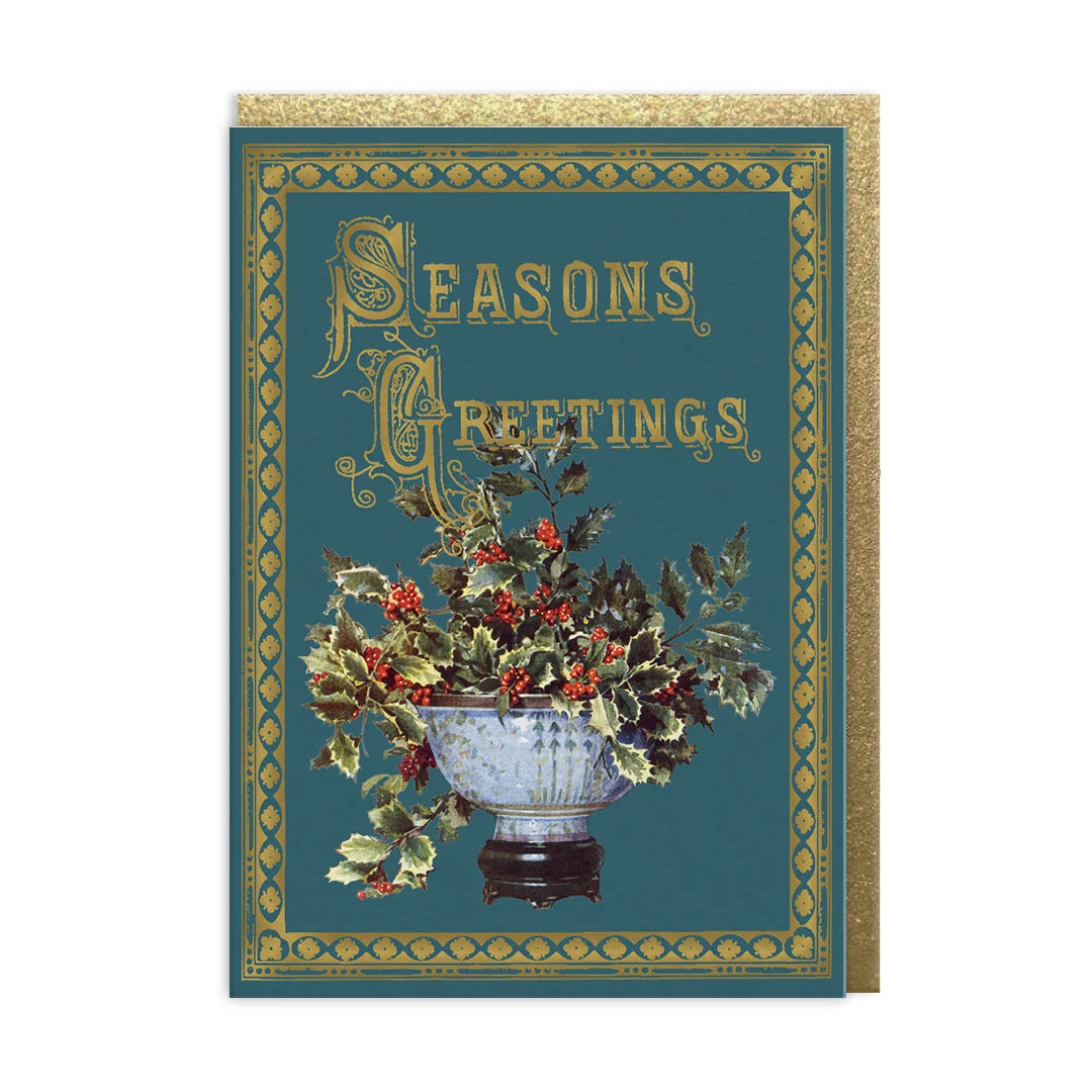 V&A Vintage Bowl Of Festive Foliage Christmas Card By Penny Black