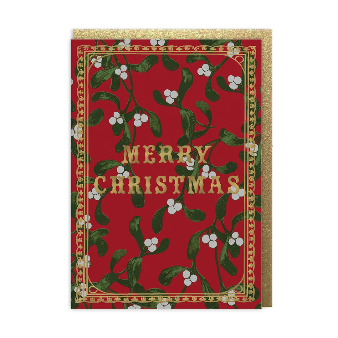 V&A Vintage Flowers Mistletoe Christmas Card By Penny Black