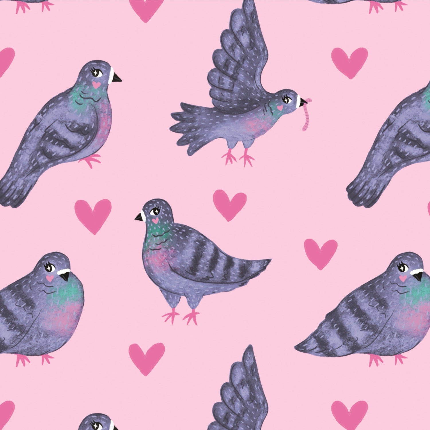 Kitsch Pigeons Gift Wrapping Paper Sheet By Penny Black