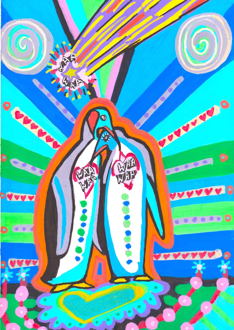 Waa Waa Penguins Rainbow Art Card