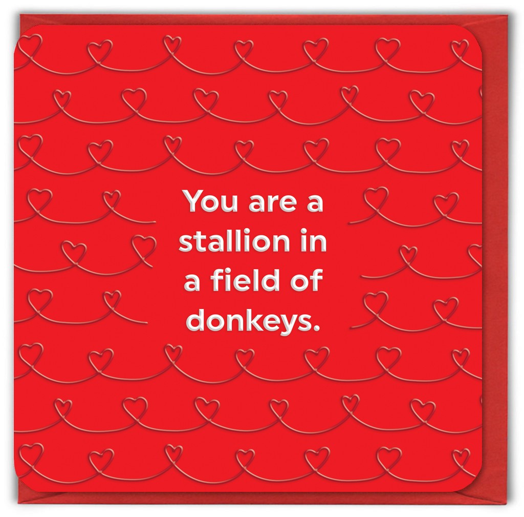 Stallion In A Field Of Donkeys Funny Valentine's Day Card By Penny Black