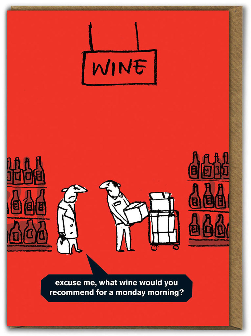 Monday Morning Wine Modern Toss Funny Card from Penny Black